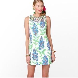Lilly Pulitzer Ricci Lattice Shift Dress Freshly Cut Bluebonnets Size 10 - EUC!